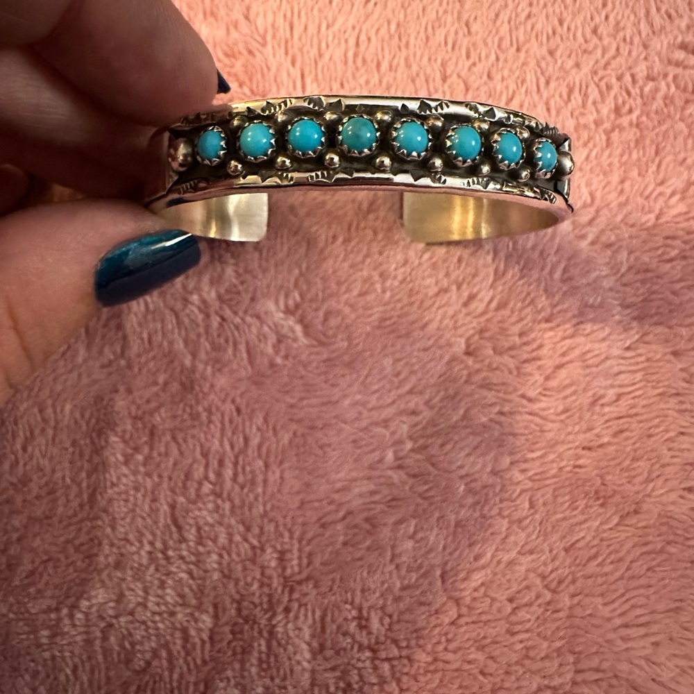 Turquoise Stone Sterling Silver Cuff Bracelet
